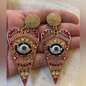 Evil Eye Large‎ Beaded Dangle Chandelier Earrings Pierced Ears